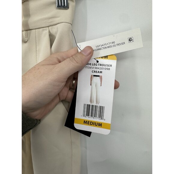 French Connection Wide Leg Trouser Women Medium Cream NEW Workwear - Picture 3 of 9